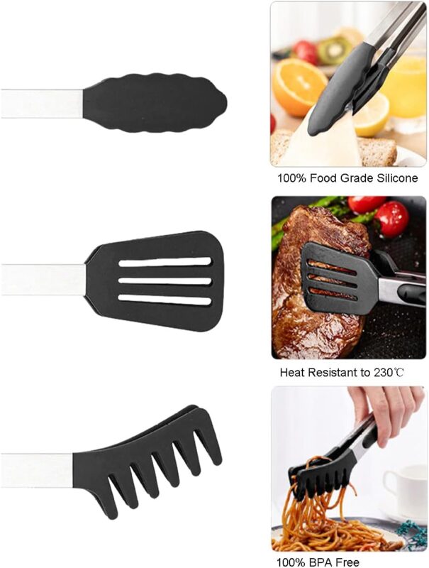 Silicone Kitchen Cooking Tongs Set